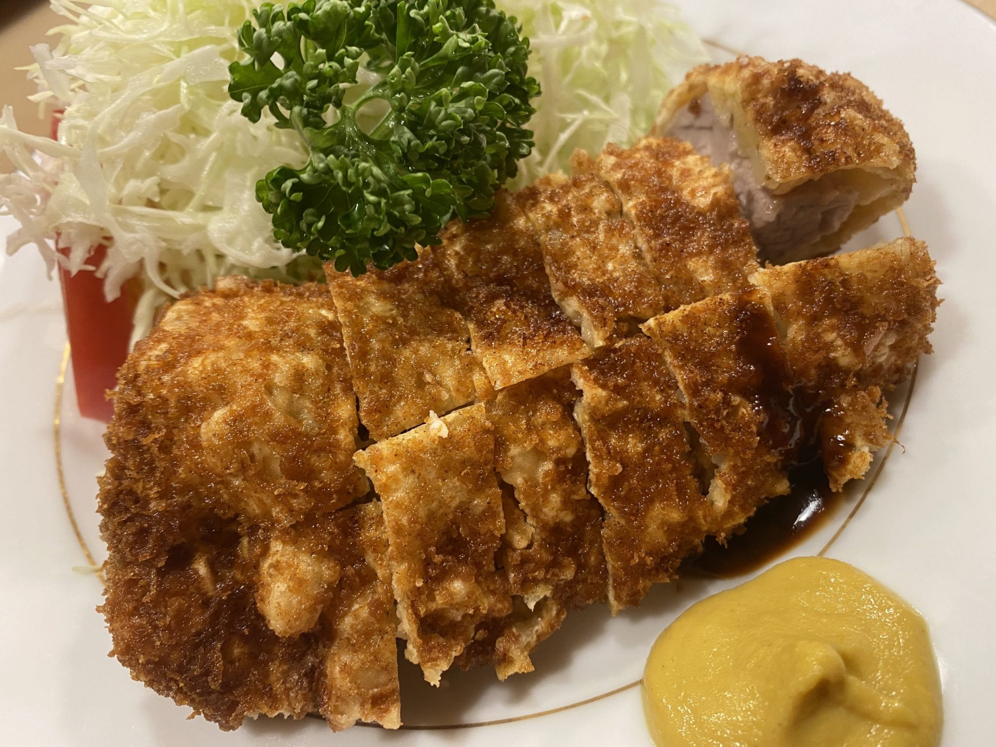 Tonkatsu tonki Japanese Pork Cutlet on a counter since 1939